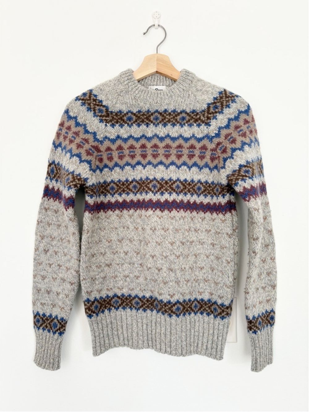 Woolrich‎ || Vintage Wool Crewneck Pullover Sweater Fair Isle Gray Medium